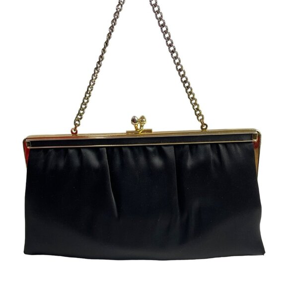 Vintage Andé Women's Cute Black & Gold Evening Party Clutch Sz S - Picture 2 of 12